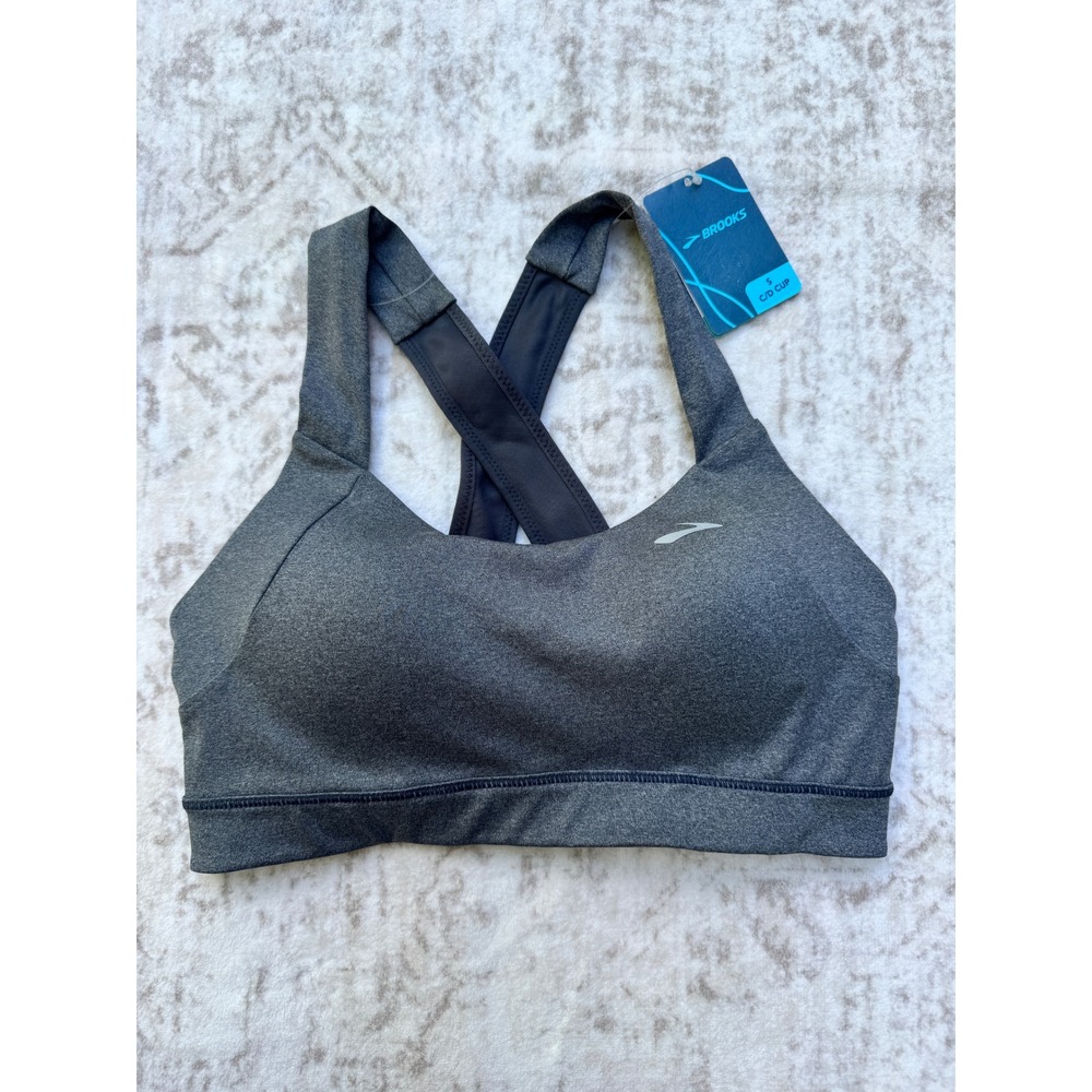 Brooks Uplift Crossback Sports Bra Heather Asphalt Grey C/D Cup Small
